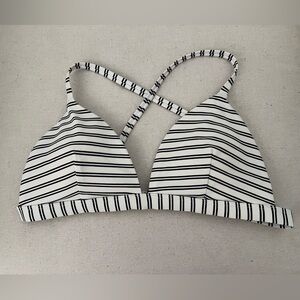 Hollister Black & White Striped Triangle Bikini Top